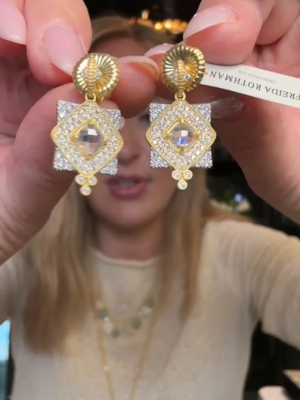 FR Gold and Crystal Pavé Drop Earrings